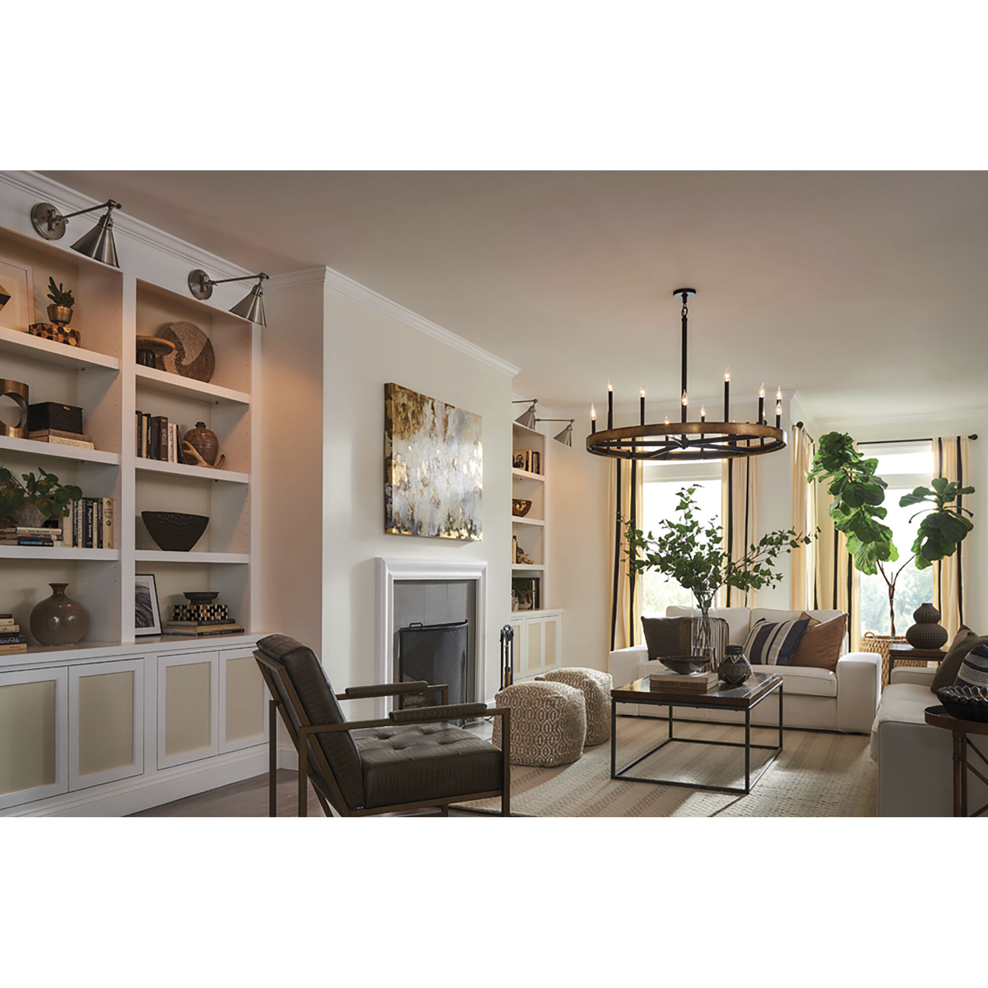 Wells 15 Light 45.25 inch Weathered Brass with Black Indoor Chandelier Ceiling Light