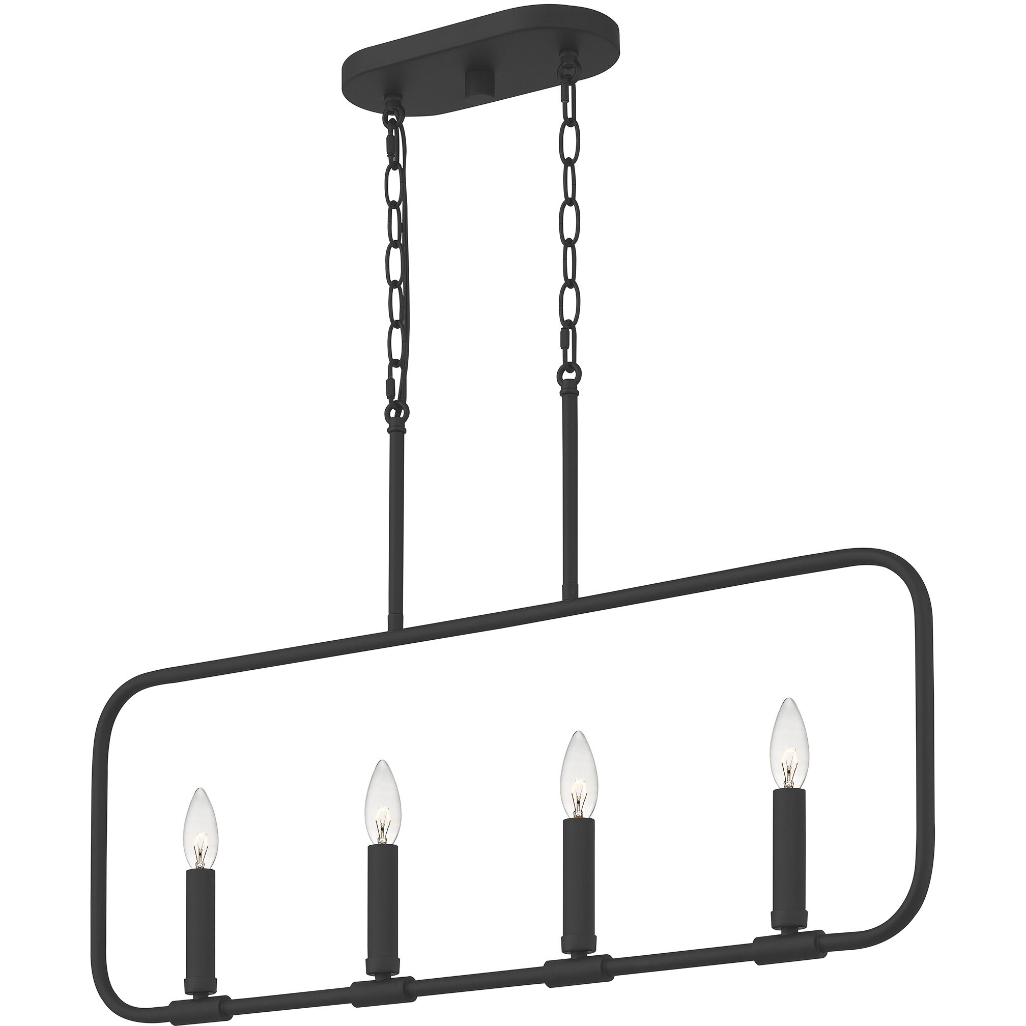 Abner 4 Light 32 inch Matte Black Linear Chandelier Ceiling Light