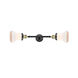 Franklin Restoration Bellmont 2 Light 6 inch Black Antique Brass Bath Vanity Light Wall Light in Matte White Glass, Franklin Restoration
