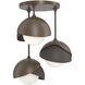 Brooklyn 3 Light 12 inch White and Dark Smoke Semi-Flush Ceiling Light