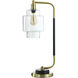 Nevada 25 inch 40.00 watt Black Steel/Gold Brushed/Clear Desk Lamp Portable Light