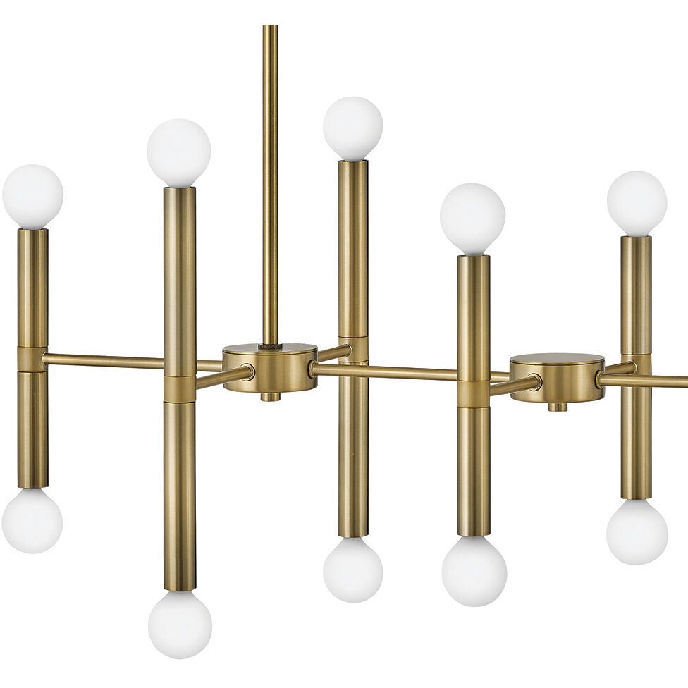 Millie LED 39 inch Lacquered Brass Chandelier Ceiling Light, Linear