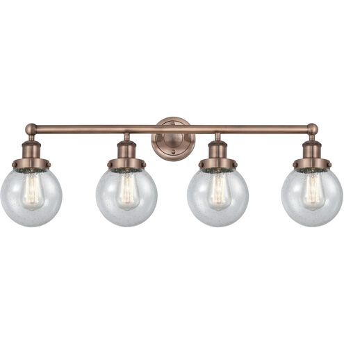 Beacon 4 Light 33.5 inch Antique Copper Bath Vanity Light Wall Light in Seedy
