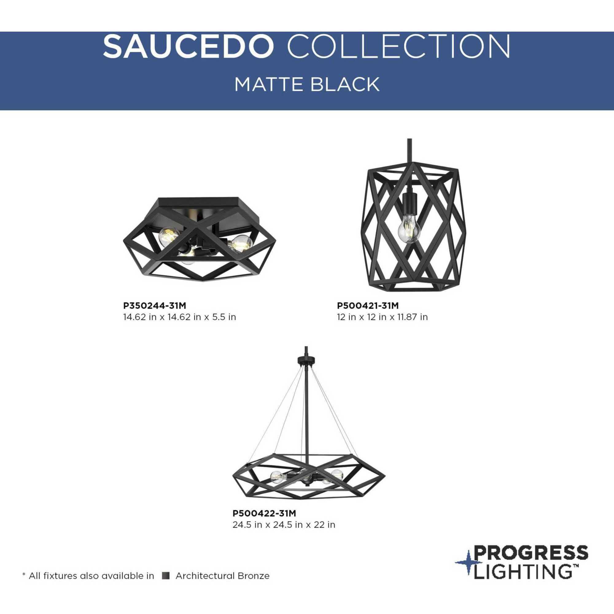 Saucedo 5 Light 24.5 inch Matte Black Pendant Ceiling Light, Design Series