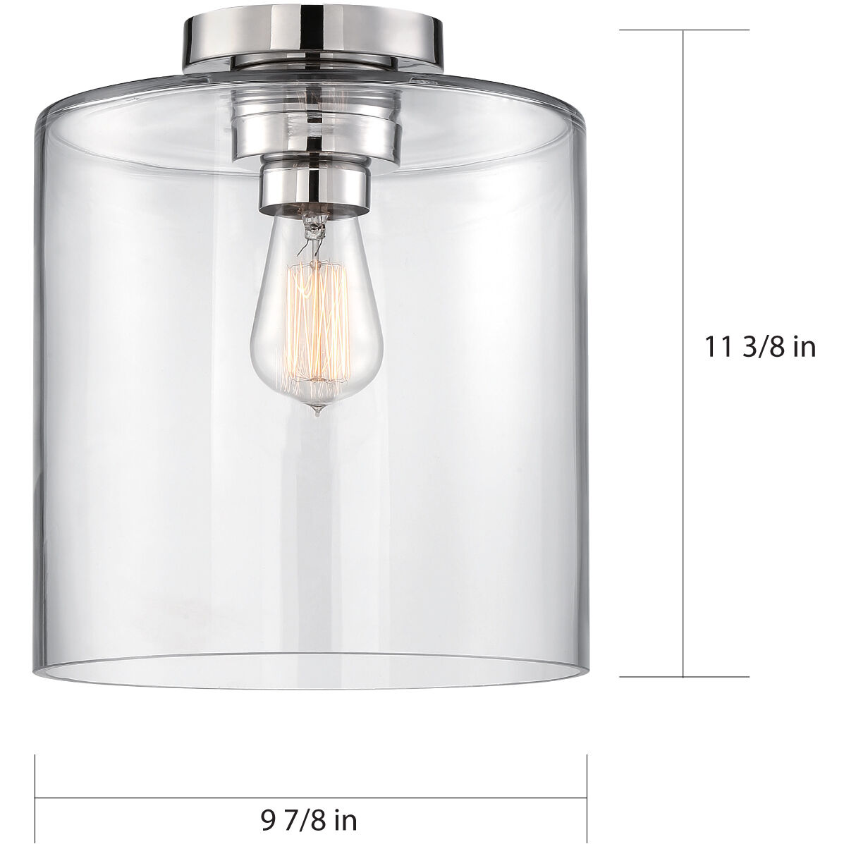 Chantecleer 1 Light 10 inch Polished Nickel and Clear Semi Flush Mount Ceiling Light