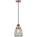 Franklin Restoration Chatham LED 6 inch Antique Copper Mini Pendant Ceiling Light in Clear