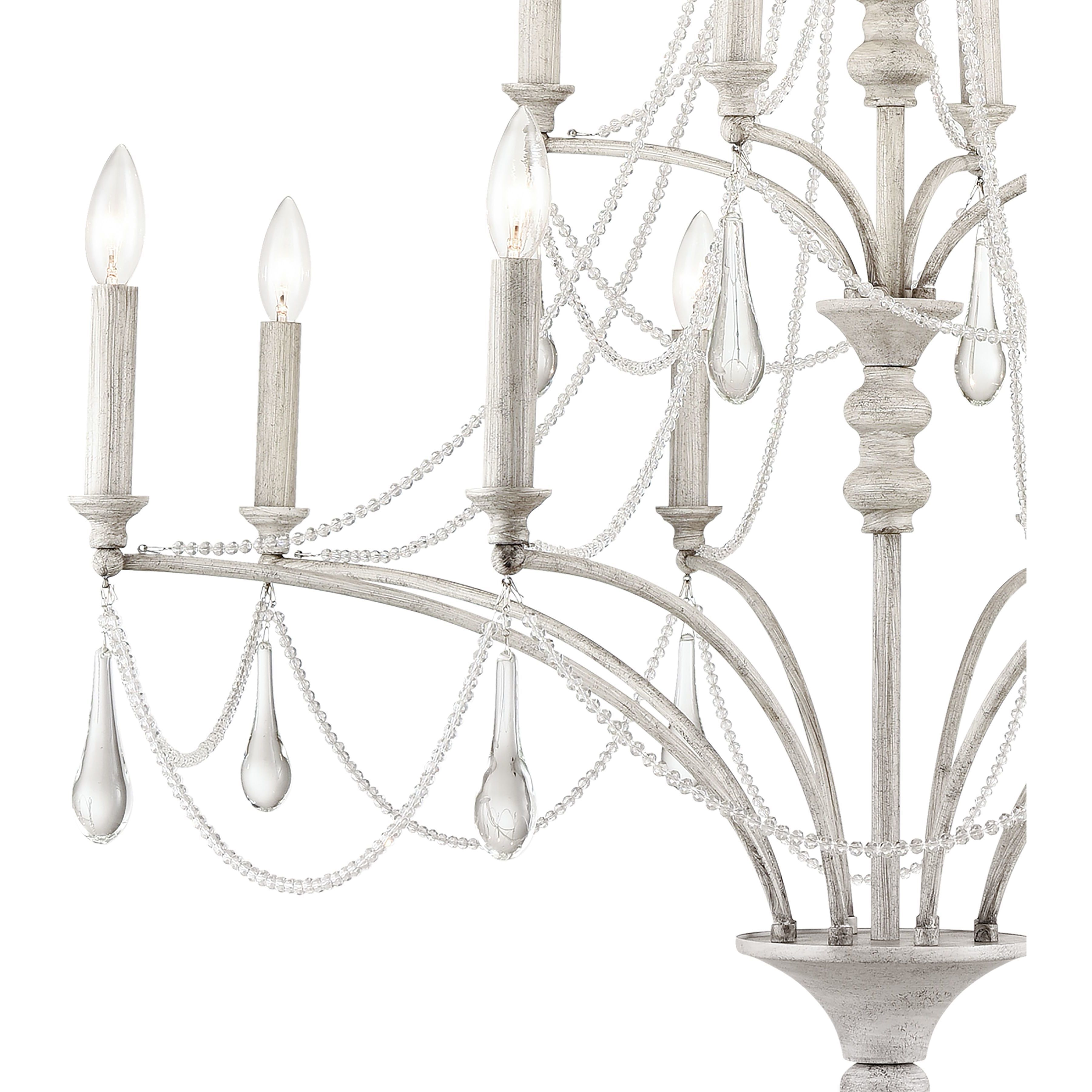 French Parlor 12 Light 36 inch Vintage White with Clear Chandelier Ceiling Light