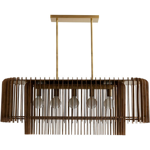 Valencia 5 Light 49 inch Dark Walnut Linear Chandelier Ceiling Light