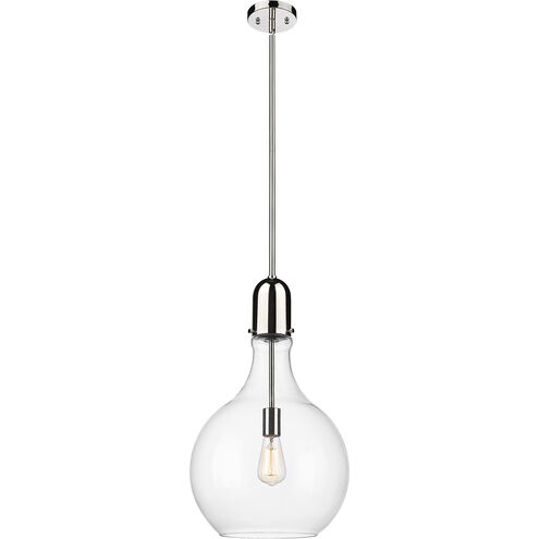 Auralume Amherst 1 Light 14 inch Polished Nickel Pendant Ceiling Light in Clear Glass