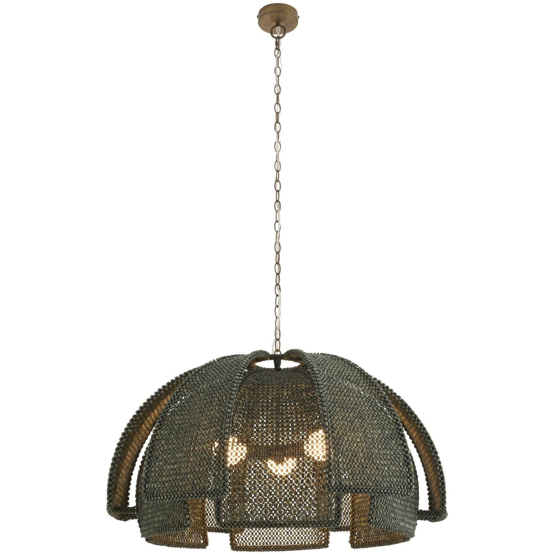 Kamari 3 Light 35.5 inch Antique Brass Pendant Ceiling Light
