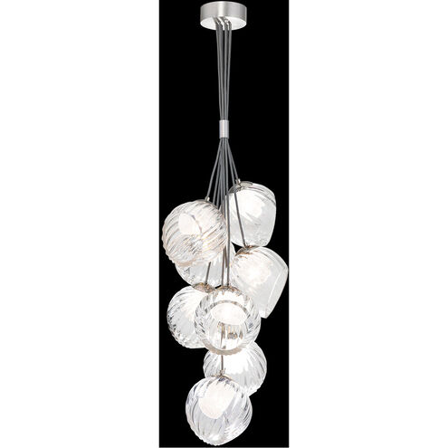 Nest 8 Light 16 inch Silver Pendant Ceiling Light in White Studio Glass