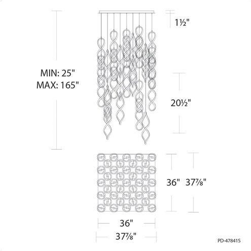 Interlace LED 37.88 inch Chrome Multi-Light Pendant Ceiling Light, dweLED