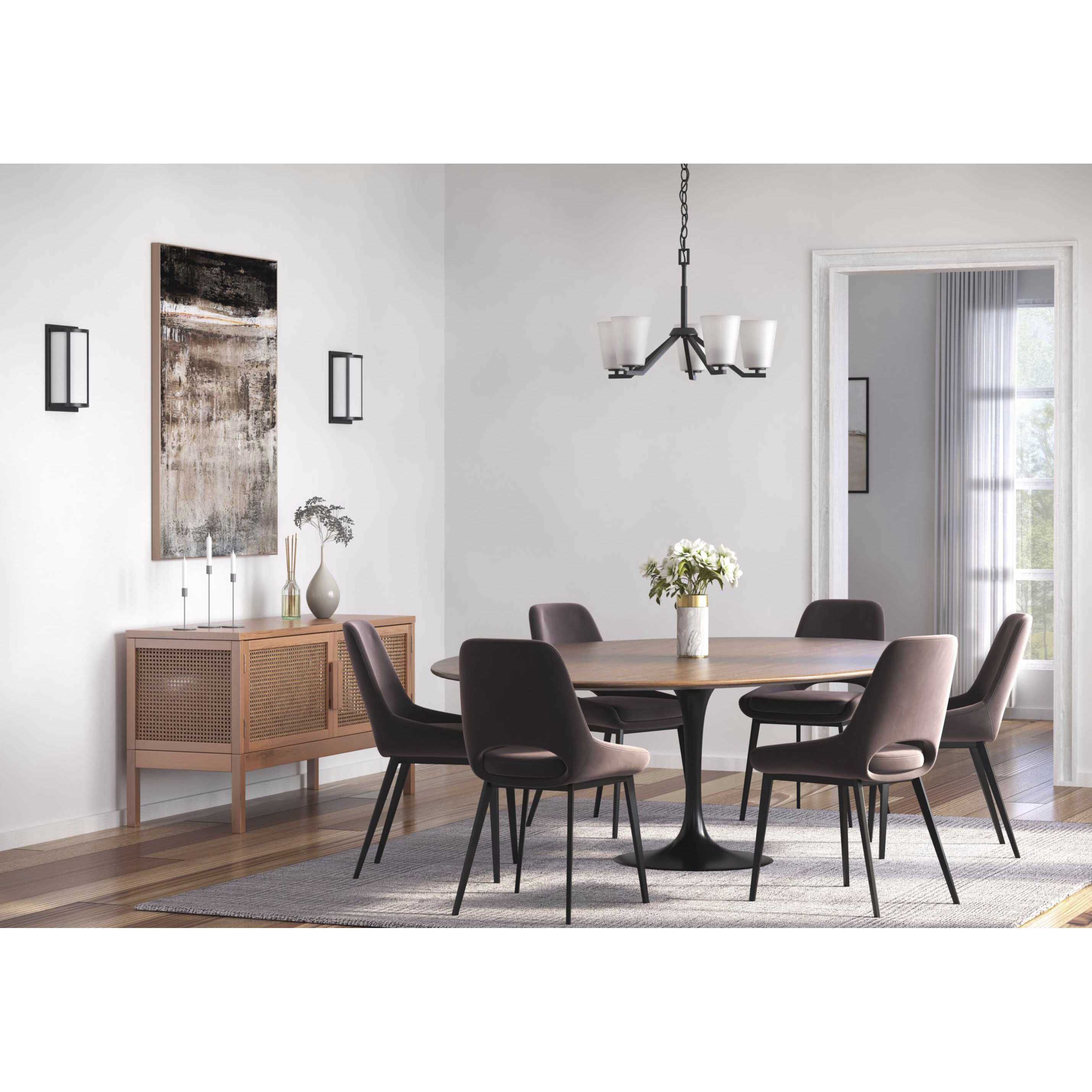 Vertex 5 Light 22.5 inch Matte Black Chandelier Ceiling Light