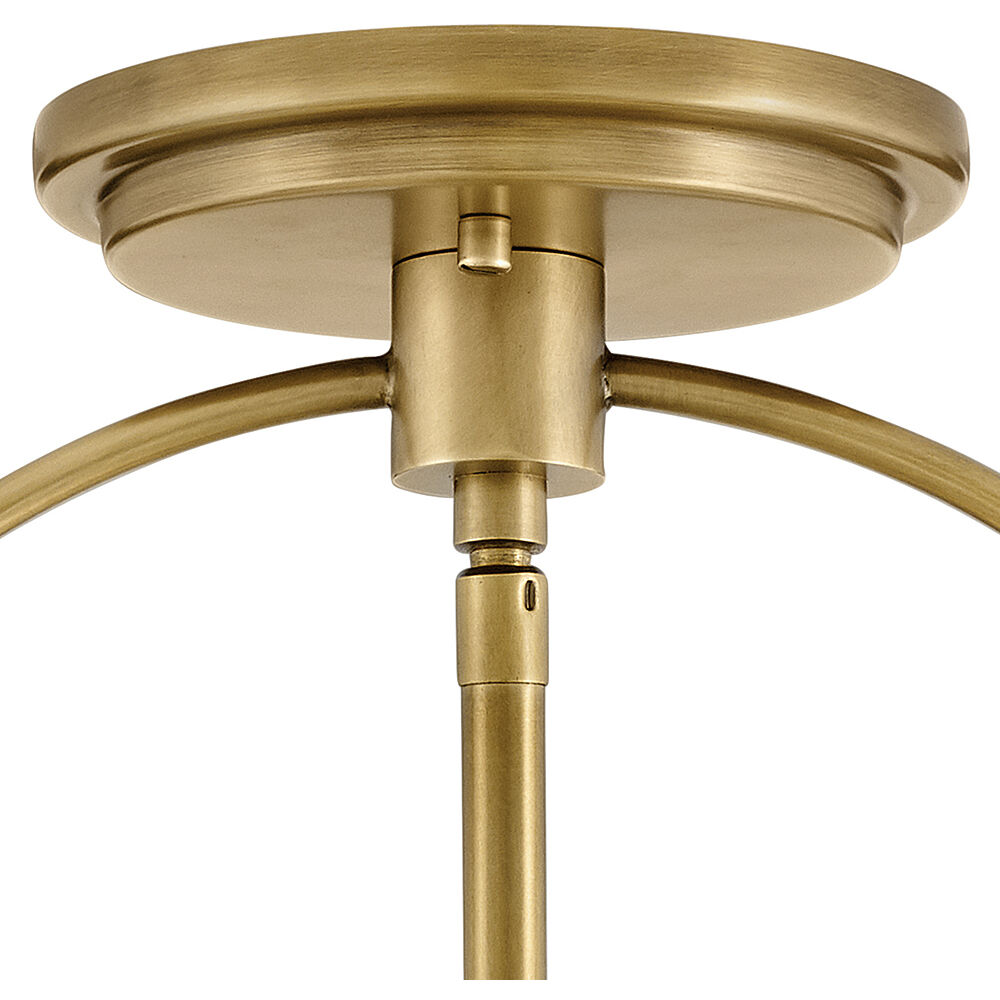 Tournon 15 inch Heritage Brass with Polished White Indoor Semi-Flush Mount Ceiling Light