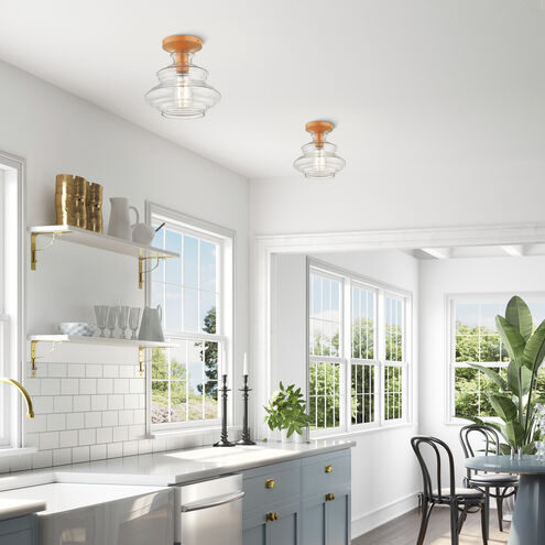 Everett 1 Light 9 inch Shiny Orange Semi-Flush Ceiling Light