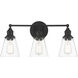 Barwell 3 Light 24 inch Coal Black Bath Vanity Light Wall Light