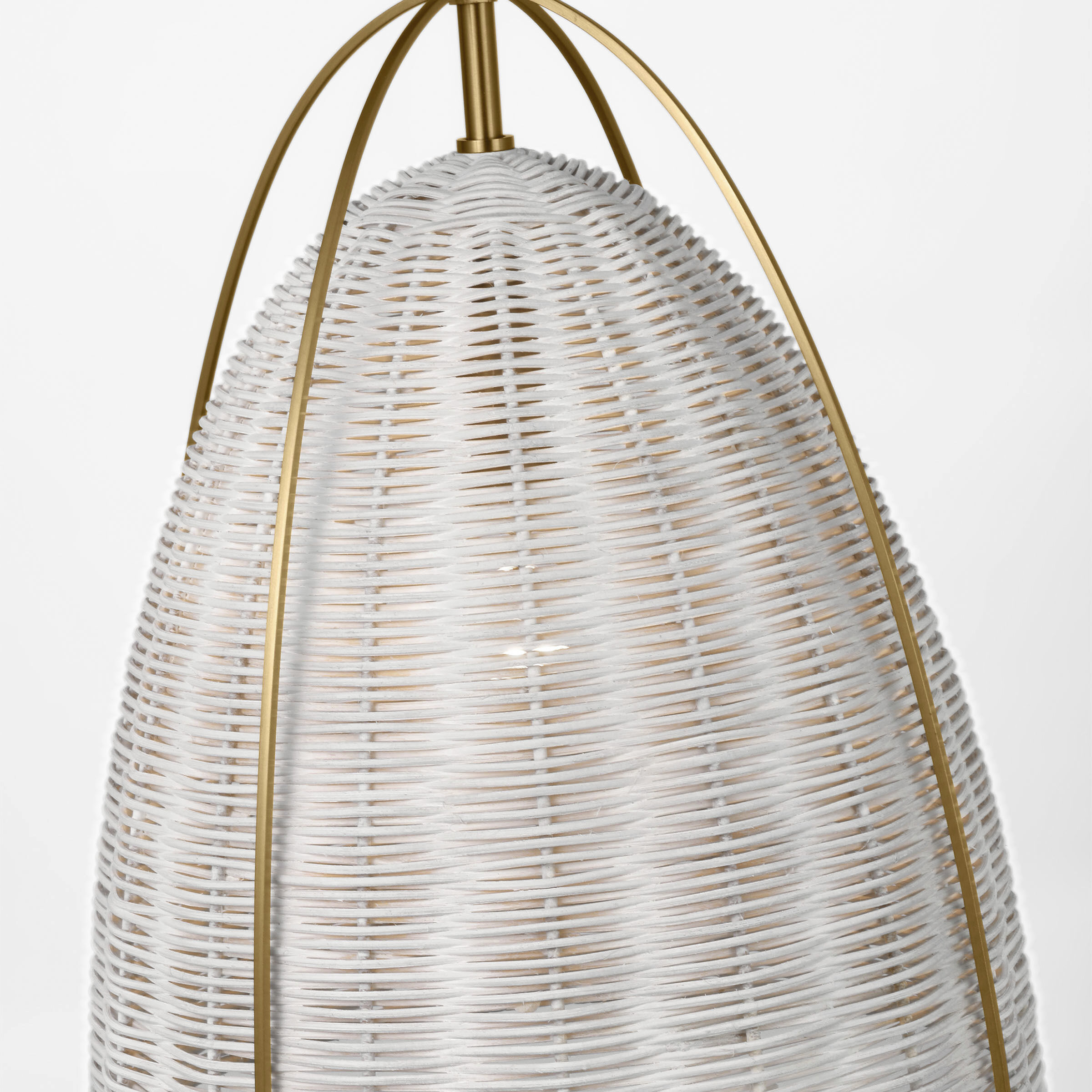 Sean Lavin Norman Pendant Ceiling Light in Satin Brass with Chalk Wicker