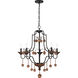 Colonial Charm 5 Light 28 inch Old World Bronze/Walnut Accents Chandelier Ceiling Light