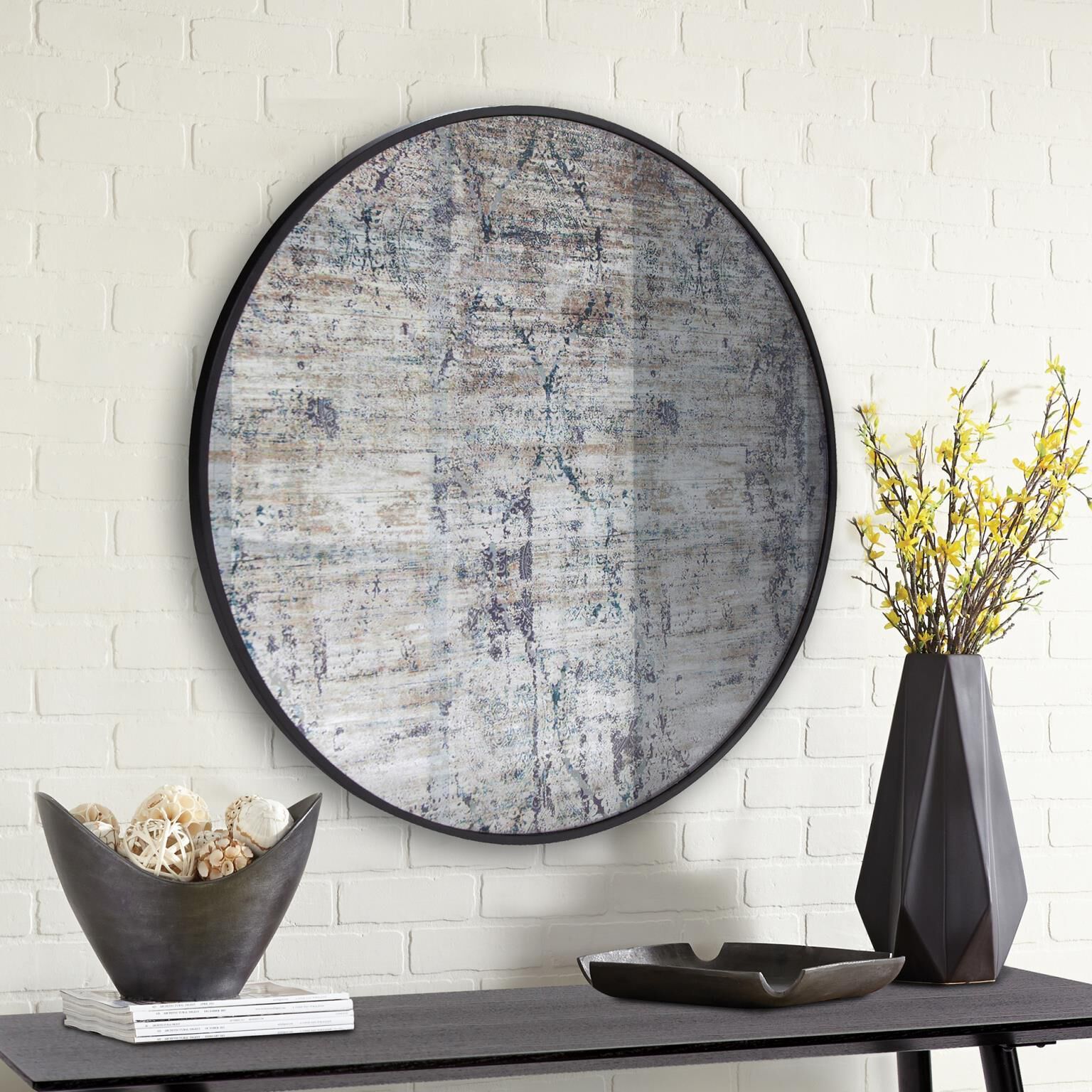 Delphia 32 X 32 inch Antiqued Black Mirror