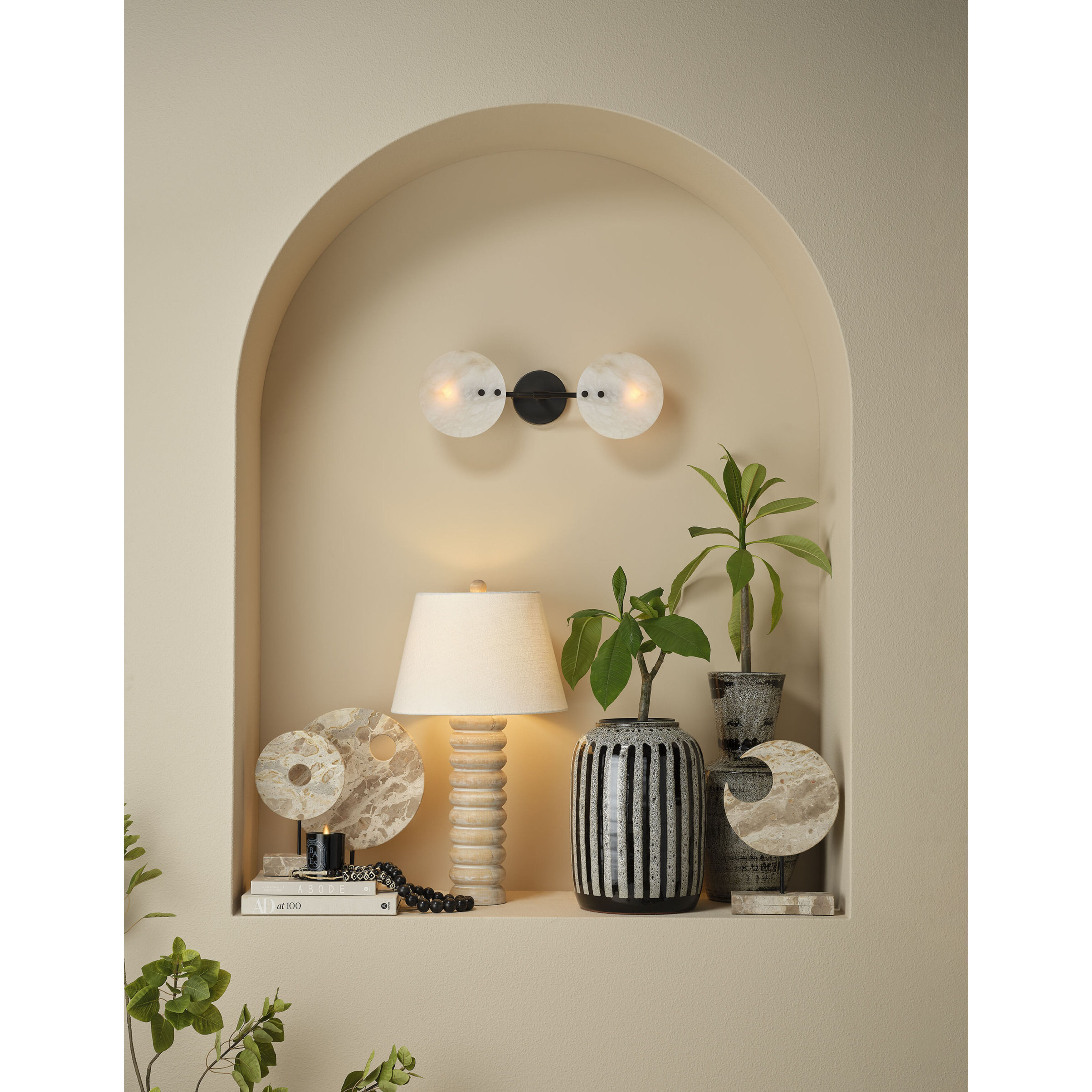 Abacus 29.5 inch Bleached Wood Table Lamp Portable Light