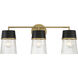Stamford 3 Light 24 inch Legacy Brass Vanity Light Wall Light