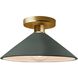 Radiance LED 11.75 inch Pewter Green and Polished Brass Semi Flush Ceiling Light