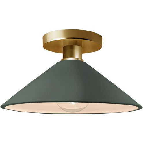 Radiance LED 11.75 inch Pewter Green and Polished Brass Semi Flush Ceiling Light