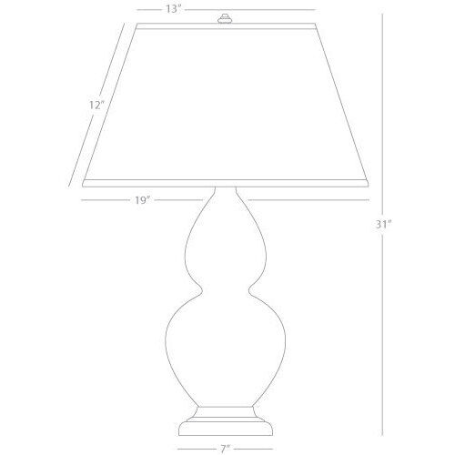 Double Gourd 31 inch 150 watt Steel Blue Glazed Ceramic with Antique Brass Table Lamp Portable Light in Pearl Dupioni