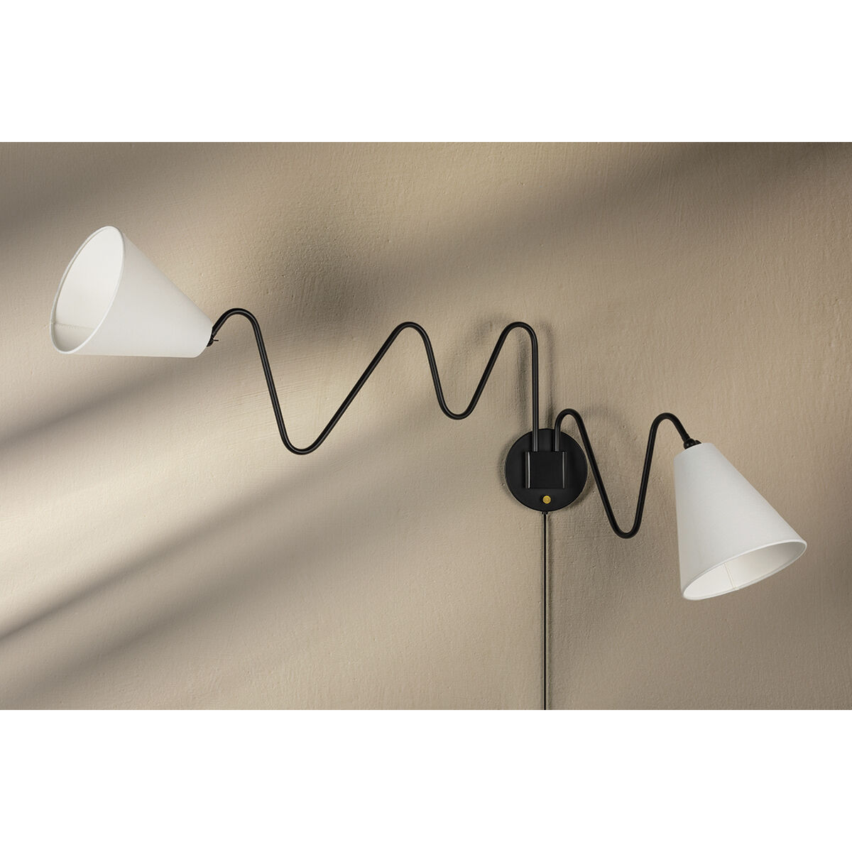 Onda 2 Light 11 inch Soft Black Plug-In Sconce Wall Light