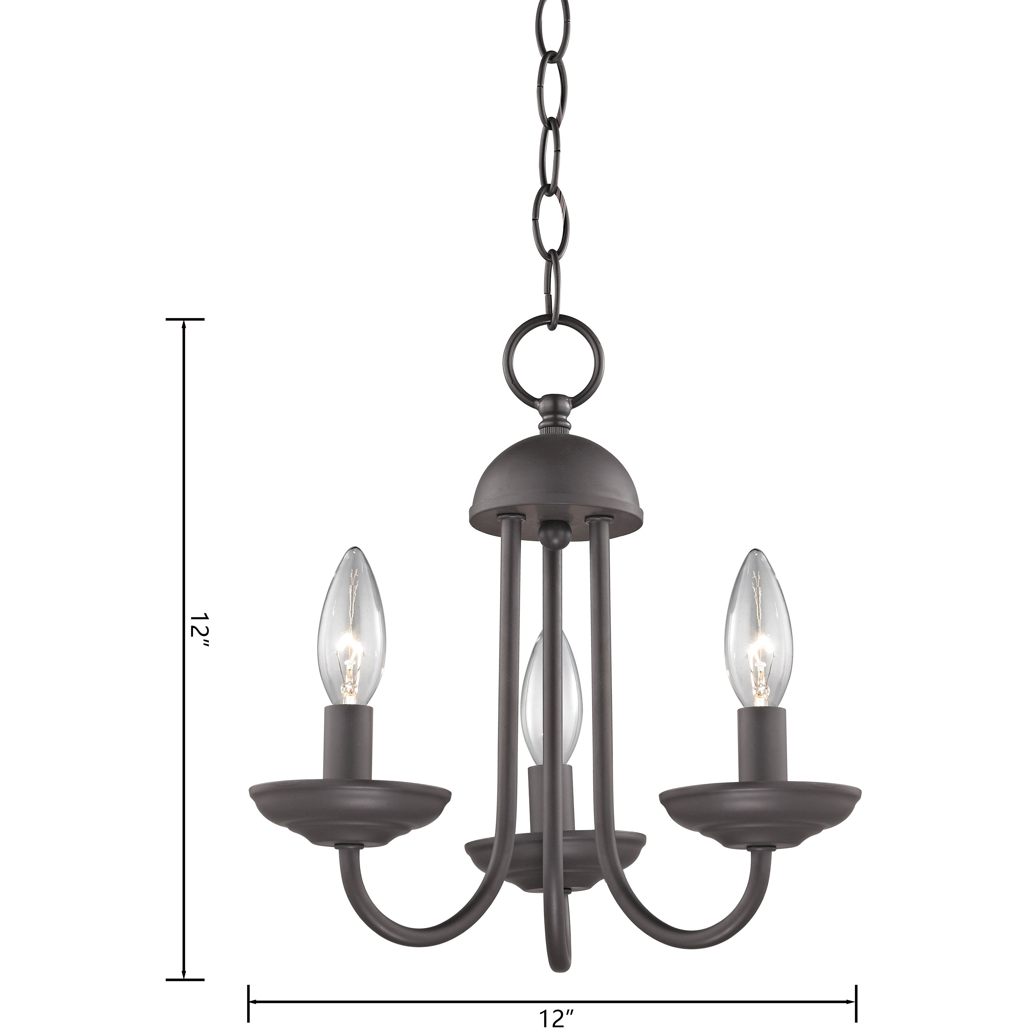 Montgomery 3 Light 12 inch Oil Rubbed Bronze Chandelier Ceiling Light