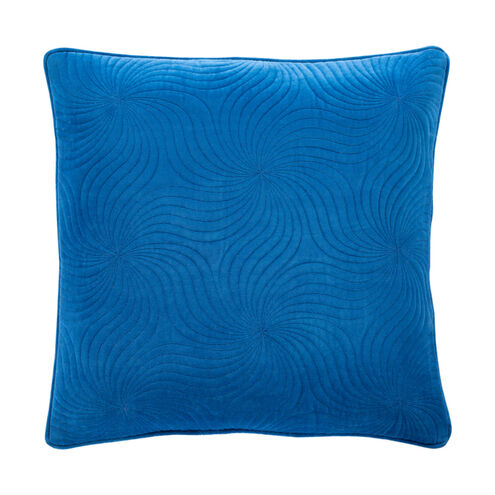 Quilted Cotton Velvet 18 X 18 inch Bright Blue Pillow Kit, Square