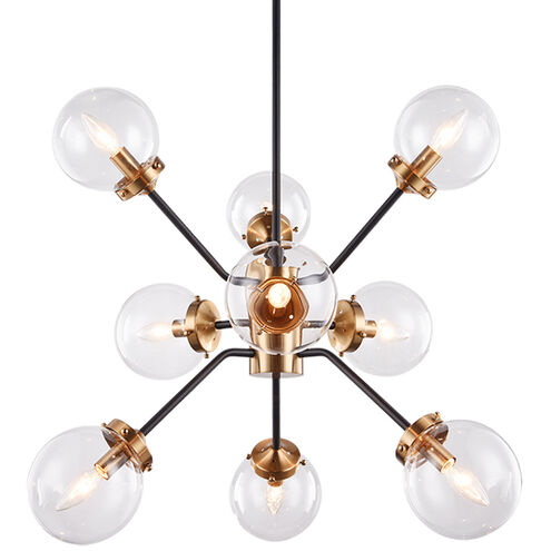 Maru 9 Light 29 inch Aged Gold Brass Chandelier Ceiling Light in Aged Gold Brass and Clear