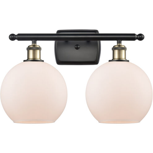 Ballston Athens LED 16 inch Black Antique Brass Bath Vanity Light Wall Light in Matte White Glass, Ballston