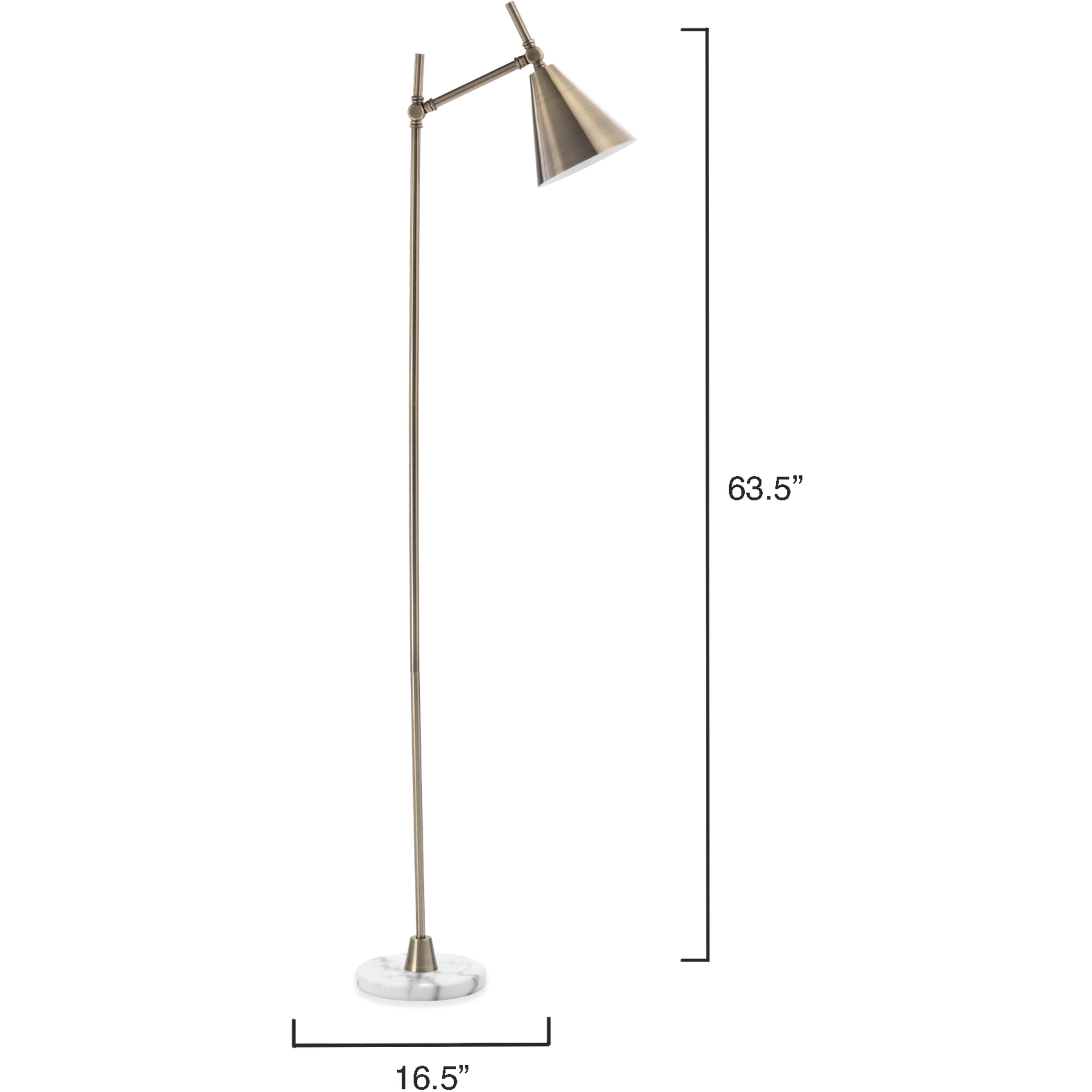 Kennedy 63.5 inch 60 watt Brass Metal & White Marble Floor Lamp Portable Light