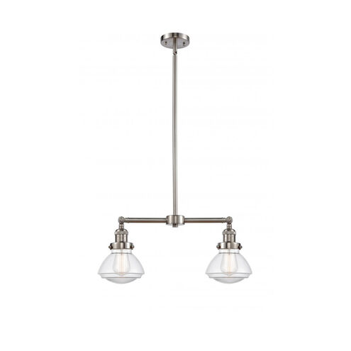 Franklin Restoration Olean 2 Light 22 inch Brushed Satin Nickel Island Light Ceiling Light in Clear Glass, Franklin Restoration