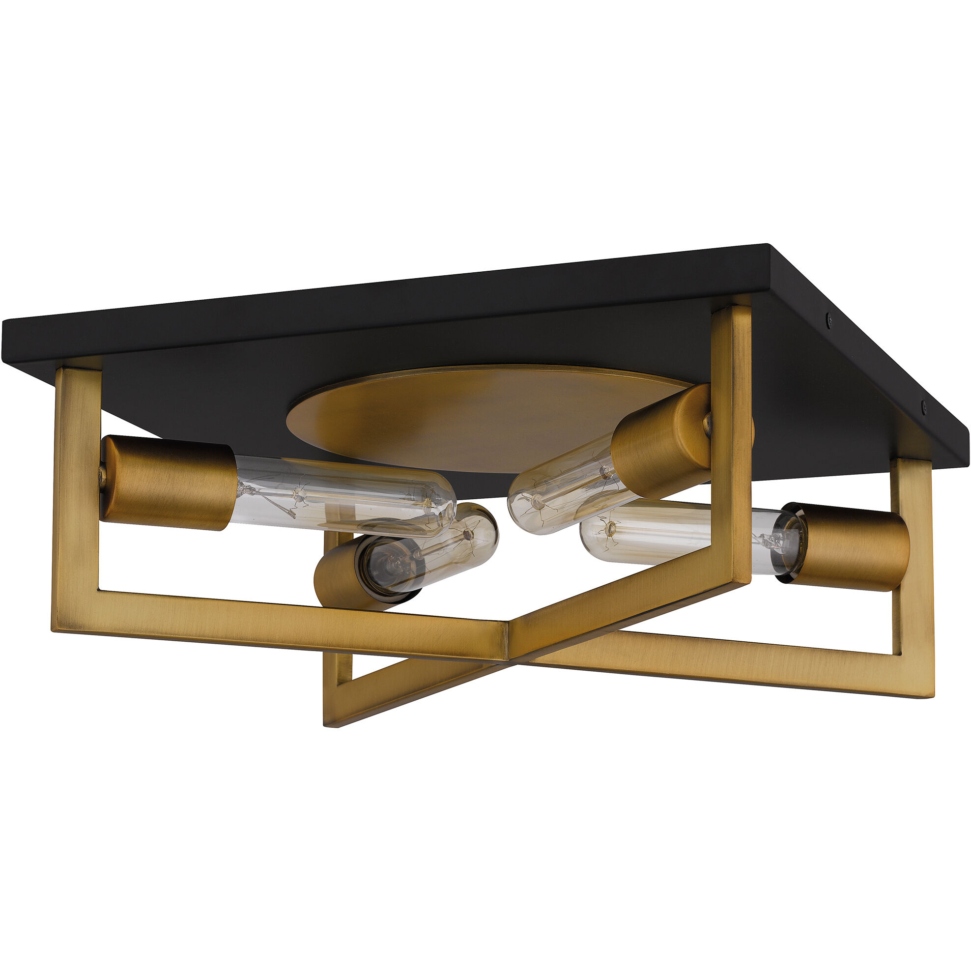 Brunson 4 Light 14 inch Aged Brass Flush Mount Ceiling Light