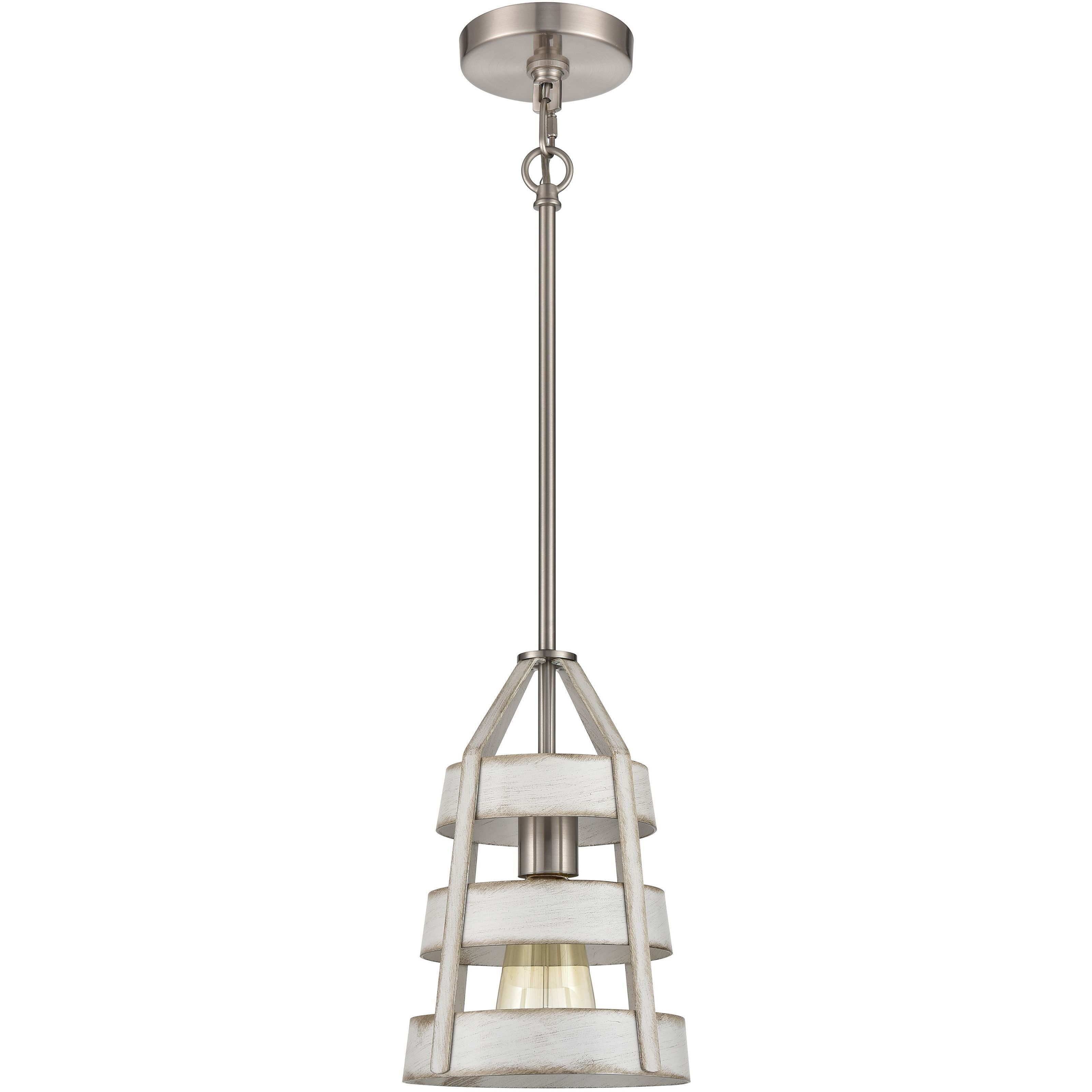 Brigantine 1 Light 7 inch Weathered White with Satin Nickel Mini Pendant Ceiling Light