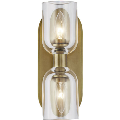 Lucian 2 Light 3.63 inch Vintage Brass Bath Vanity Light Wall Light
