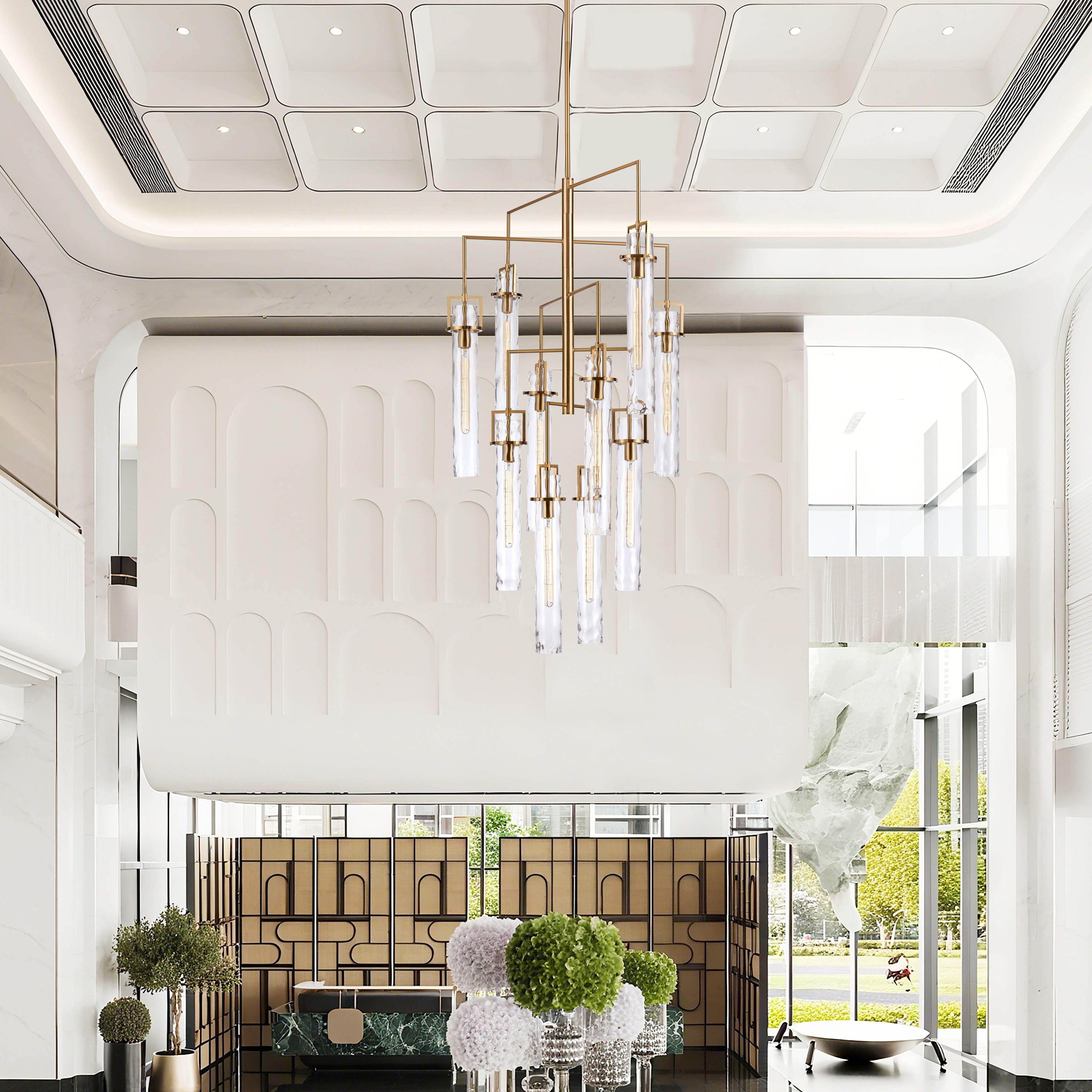 Jayden 10 Light 36 inch Lacquered Gold Chandelier Ceiling Light