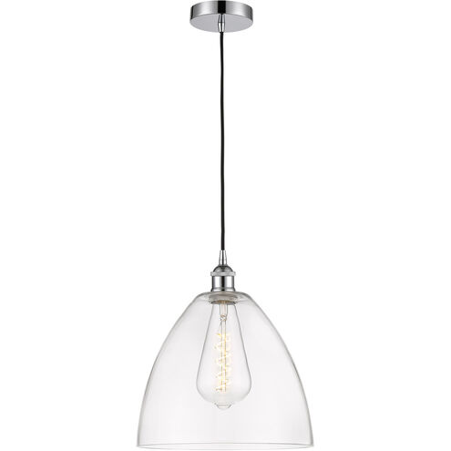 Edison Dome LED 12 inch Polished Chrome Mini Pendant Ceiling Light in Clear Glass