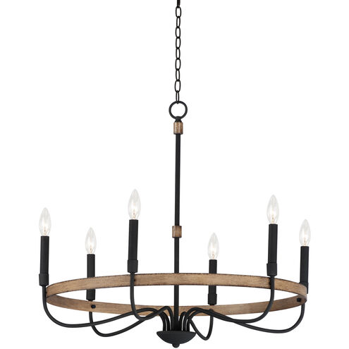 Franklin 6 Light 29 inch Driftwood/Black Chandelier Ceiling Light