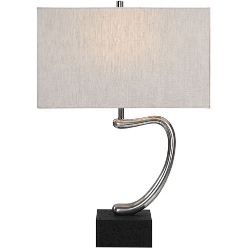 Ezden 26 inch 150.00 watt Tarnished Silver and Black Marble Table Lamp Portable Light