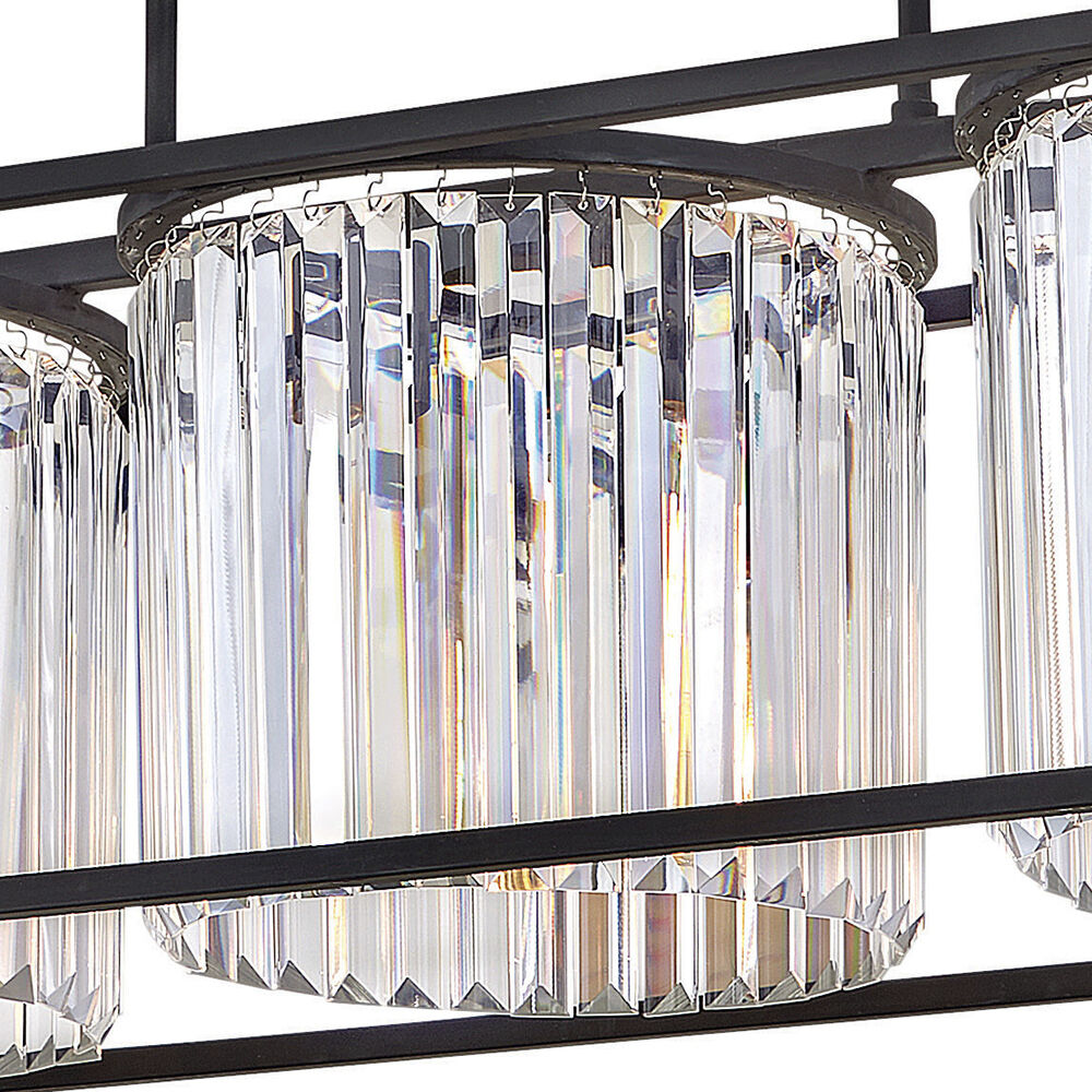 Giada 3 Light 38 inch Black Indoor Linear Chandelier Ceiling Light