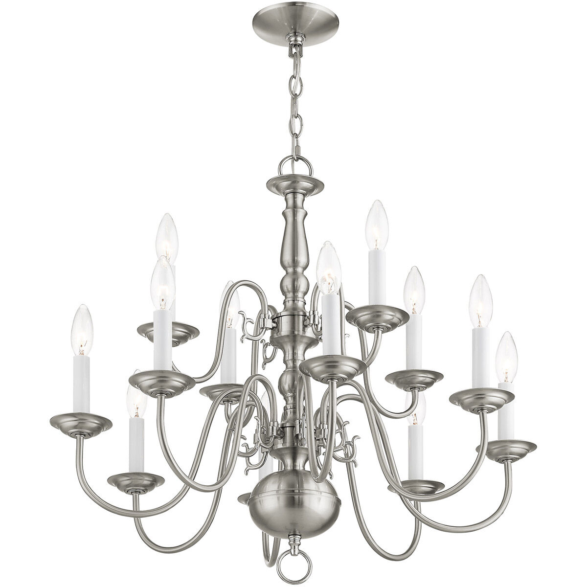 Williamsburgh 12 Light 26 inch Brushed Nickel Chandelier Ceiling Light