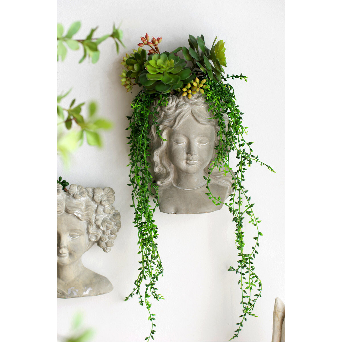 Garden Whitewash Stone Wall Planter