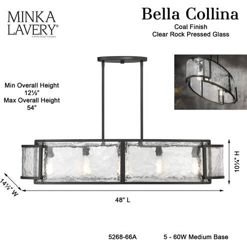 Bella Collina 5 Light 48 inch Coal Island Light Ceiling Light