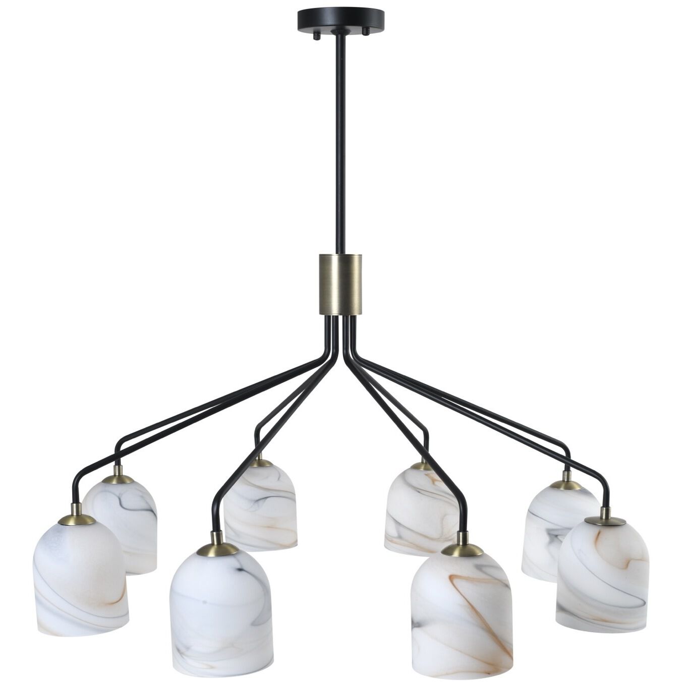 Crema 8 Light 34.25 inch Black and Brushed Brass Chandelier Ceiling Light