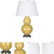 Double Gourd 31 inch 150 watt Sunset Yellow Glazed Ceramic with Antique Silver Table Lamp Portable Light in Pearl Dupioni