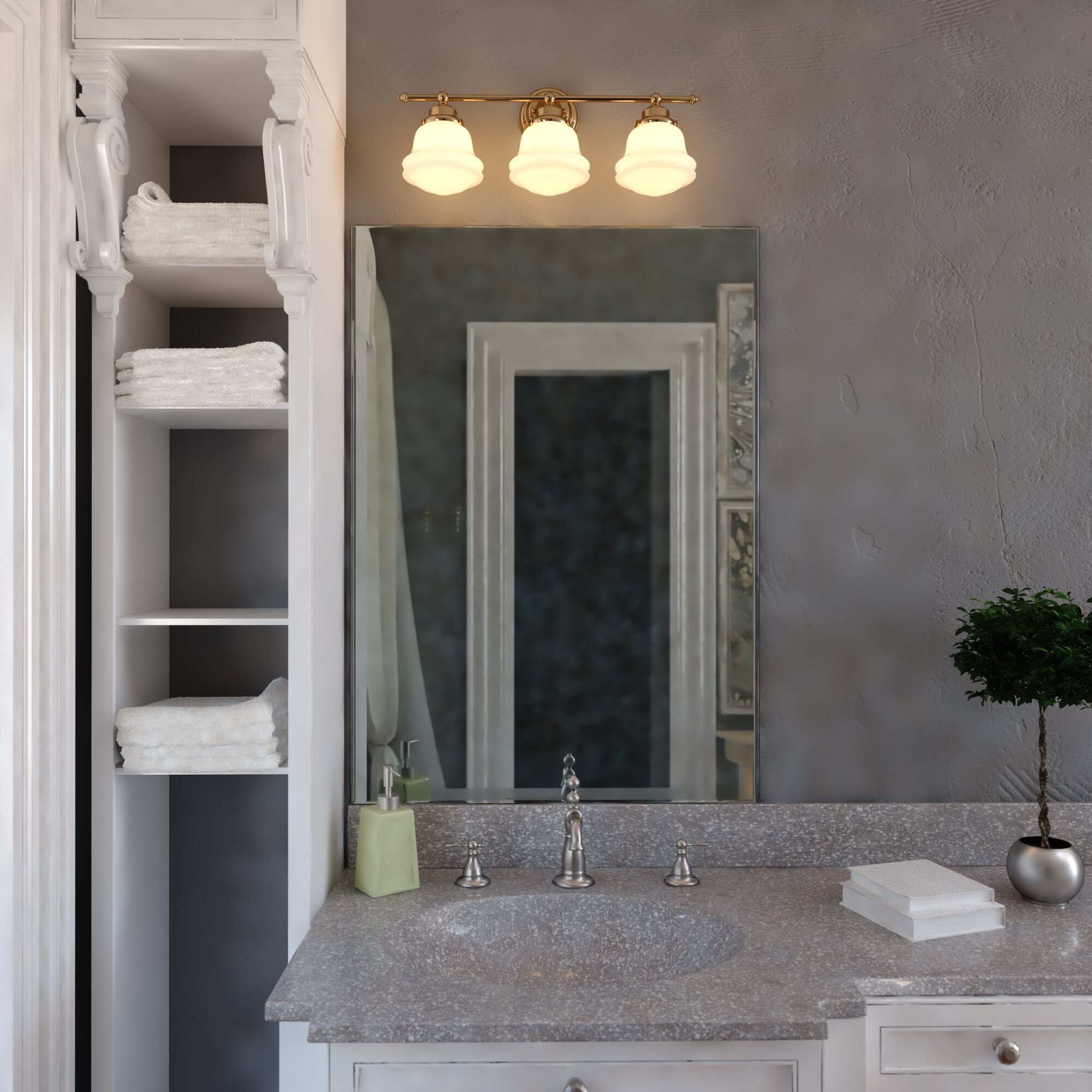 Huntley LED 24 inch Natural Brass Bathroom Light Wall Light