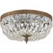 Waltham 3 Light 12 inch Olde Brass Flush Ceiling Light in Clear Hand Cut